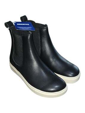 Birkenstock Bend Chelsea Boots in Black Natural Leather unisex W6 M4